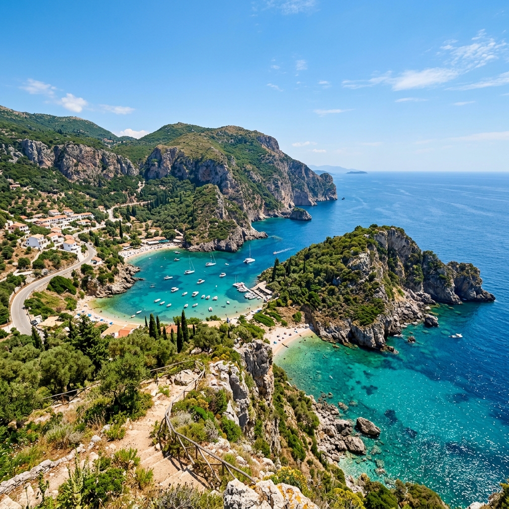 Přístav rybářské vesnice na Chalkidiki